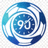 90分钟足球网官方LOGO，橙色足球图标搭配深蓝背景